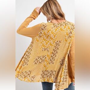 EASEL Mustard Floral Patchwork Long Sleeve Top